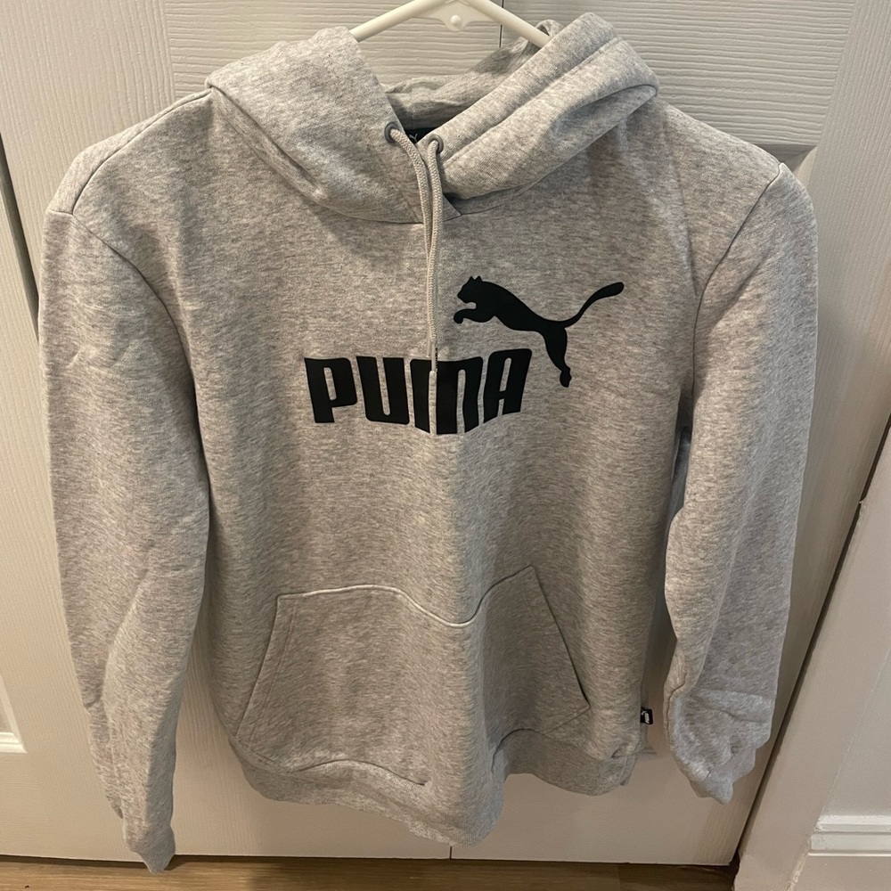 Puma Heather Gray Hoodie with Black Logo